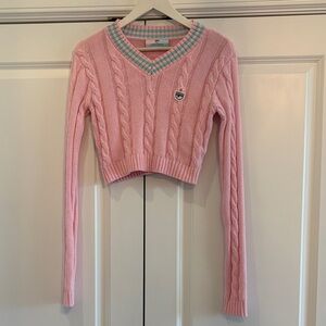 Chiara Ferragni Pink V-Neck Sweater